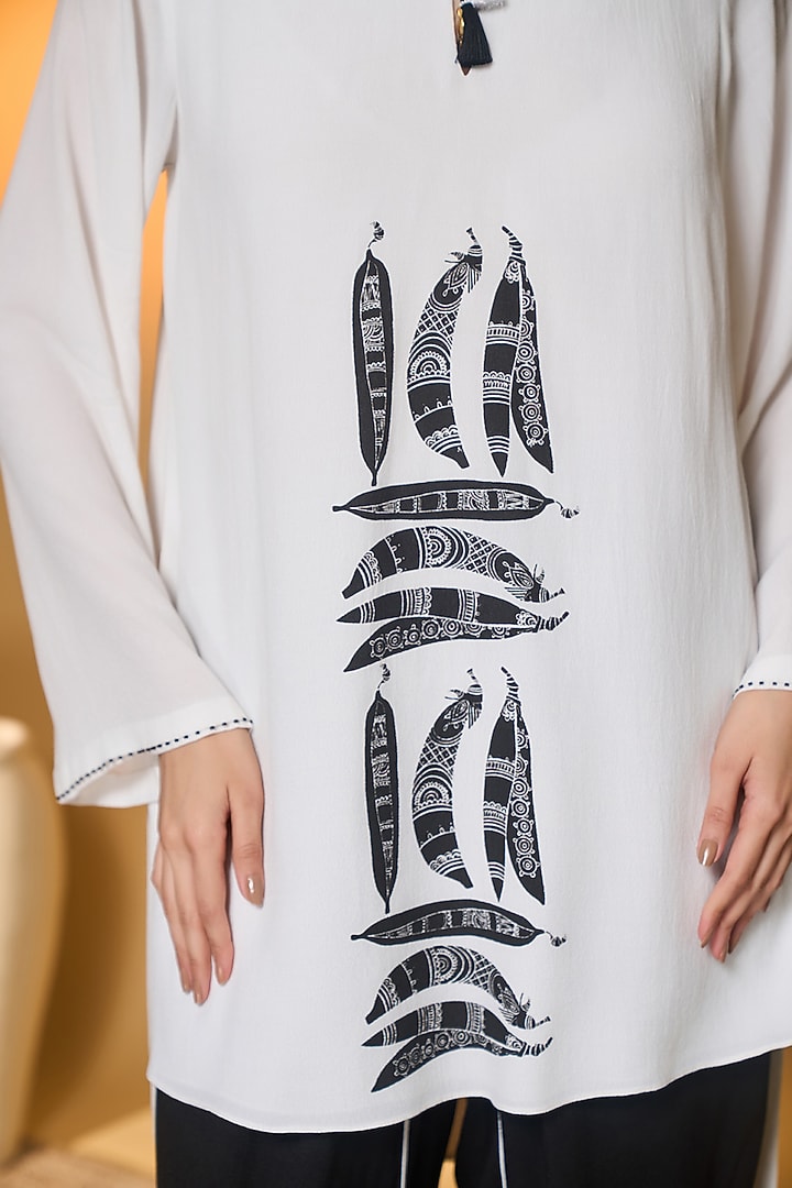 Ivory Crepe Silk Khadi Printed Kurta Set by Masaba at Pernia's Pop Up Shop