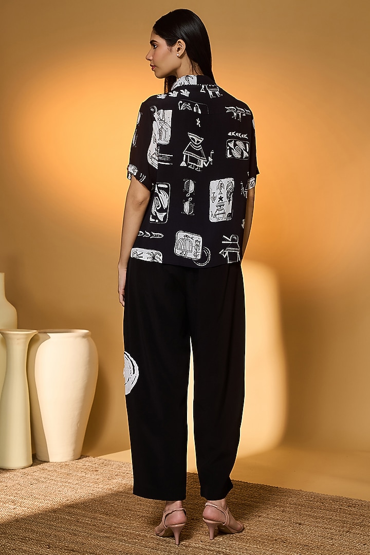 Black Crepe Silk Printed Co-Ord Set by Masaba at Pernia's Pop Up Shop