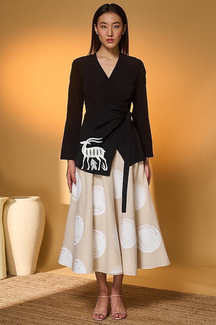 Ivory Handwoven Cotton Printed Circular Skirt Set by Masaba at Pernia's Pop Up Shop