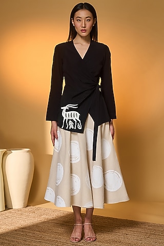 Ivory Handwoven Cotton Printed Circular Skirt Set by Masaba
