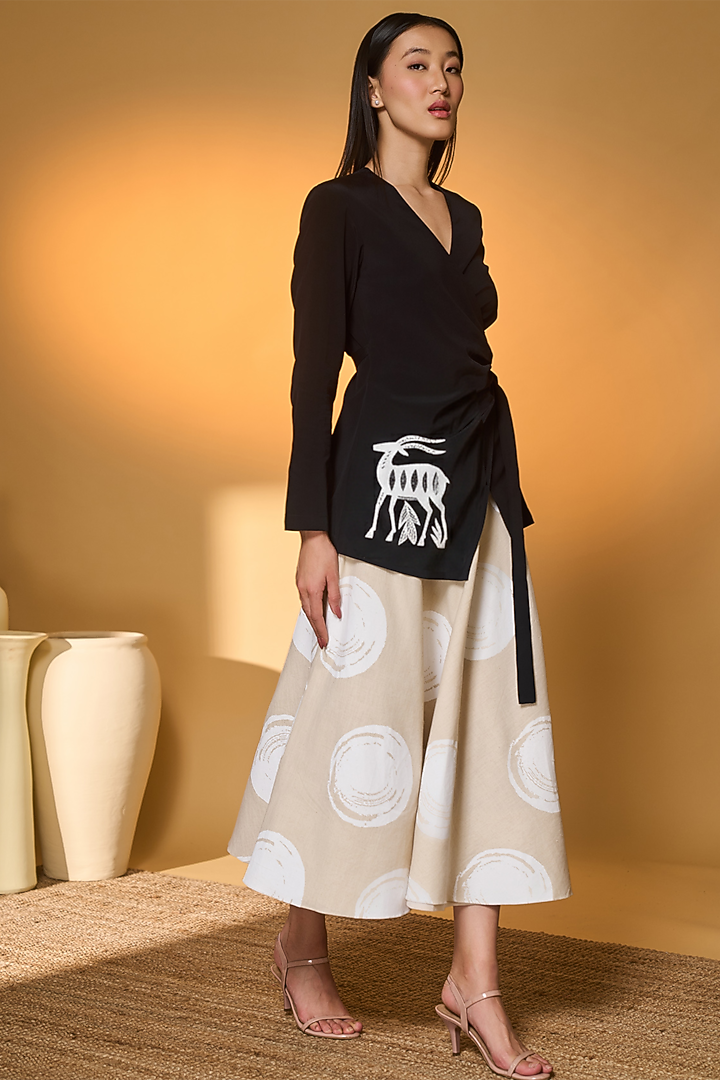 Ivory Handwoven Cotton Printed Circular Skirt Set by Masaba at Pernia's Pop Up Shop