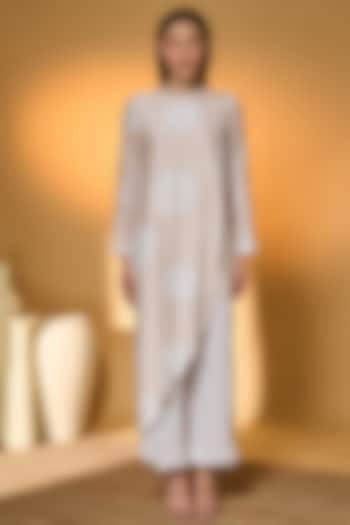 Ivory Raw Silk Asymmetrical Overlap Kurta Set by Masaba at Pernia's Pop Up Shop