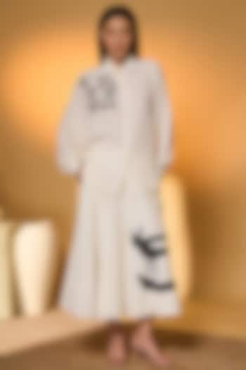 Ivory Crepe Silk Screen Printed Circular Skirt Set by Masaba at Pernia's Pop Up Shop