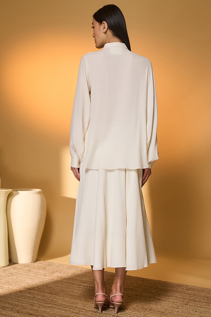 Ivory Crepe Silk Screen Printed Circular Skirt Set by Masaba at Pernia's Pop Up Shop