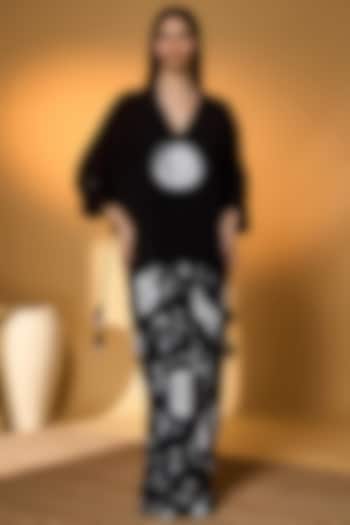 Black Crepe Silk Printed Skirt Set by Masaba at Pernia's Pop Up Shop