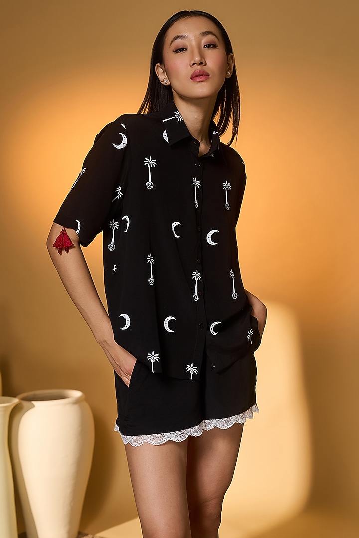 Black Crepe Silk Co-Ord Set by Masaba at Pernia's Pop Up Shop
