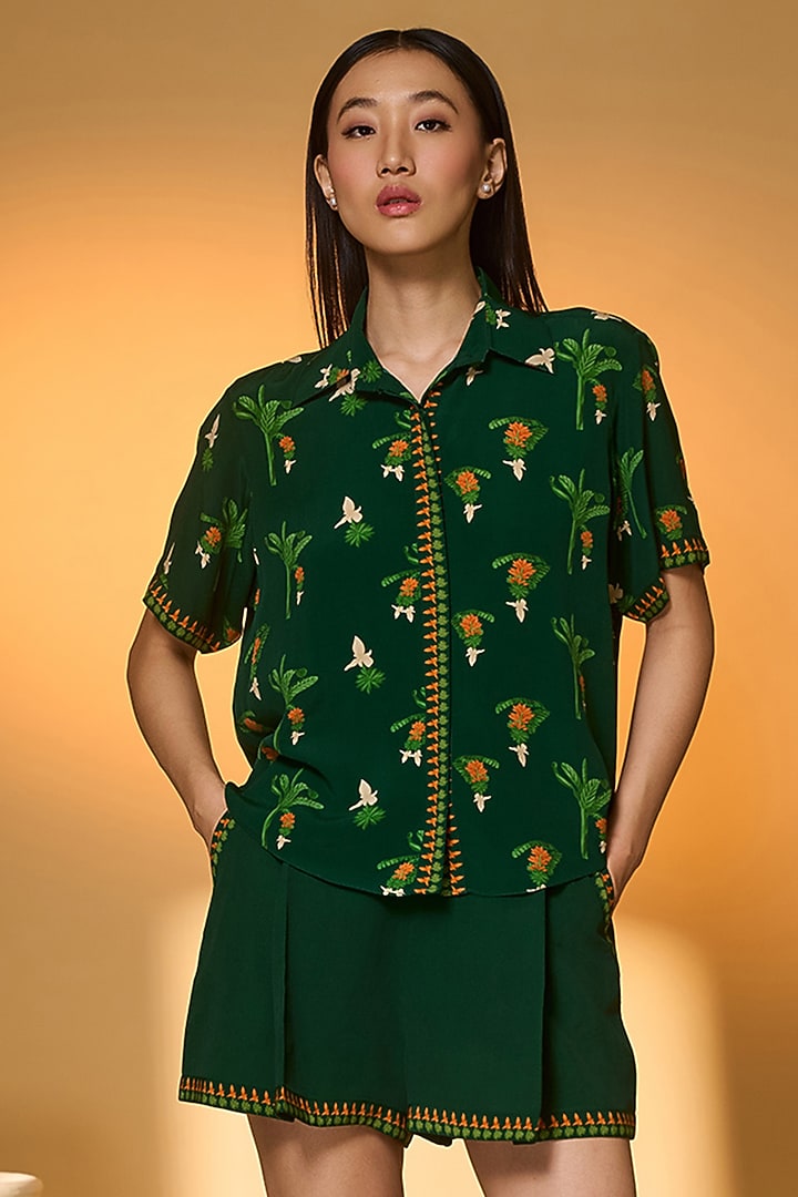Green Crepe SIlk Co-Ord Set by Masaba at Pernia's Pop Up Shop