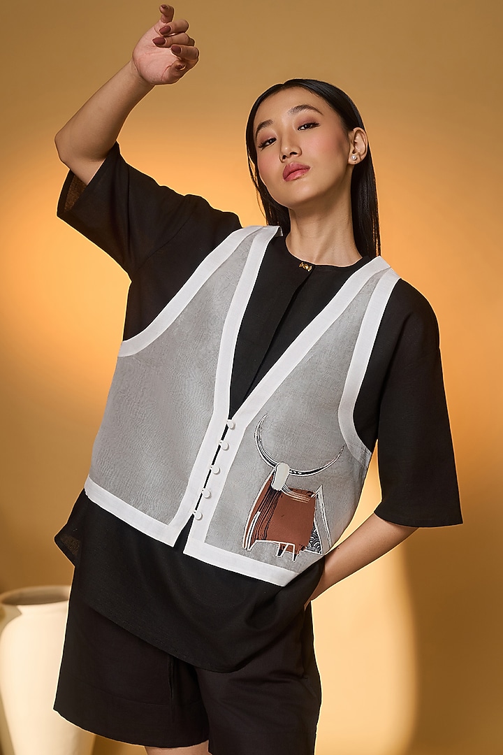 Black Cotton Linen Co-Ord Set by Masaba at Pernia's Pop Up Shop