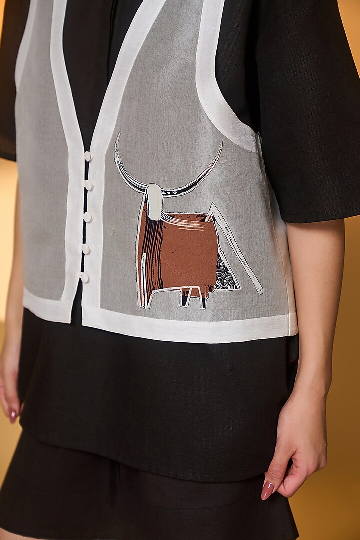 Black Cotton Linen Co-Ord Set by Masaba at Pernia's Pop Up Shop