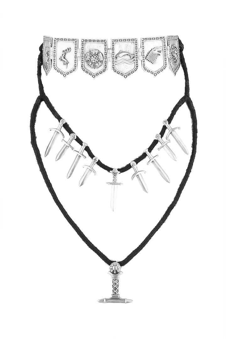 Silver Finish Tale Of Seven Kingdoms Layered Necklace by Masaba