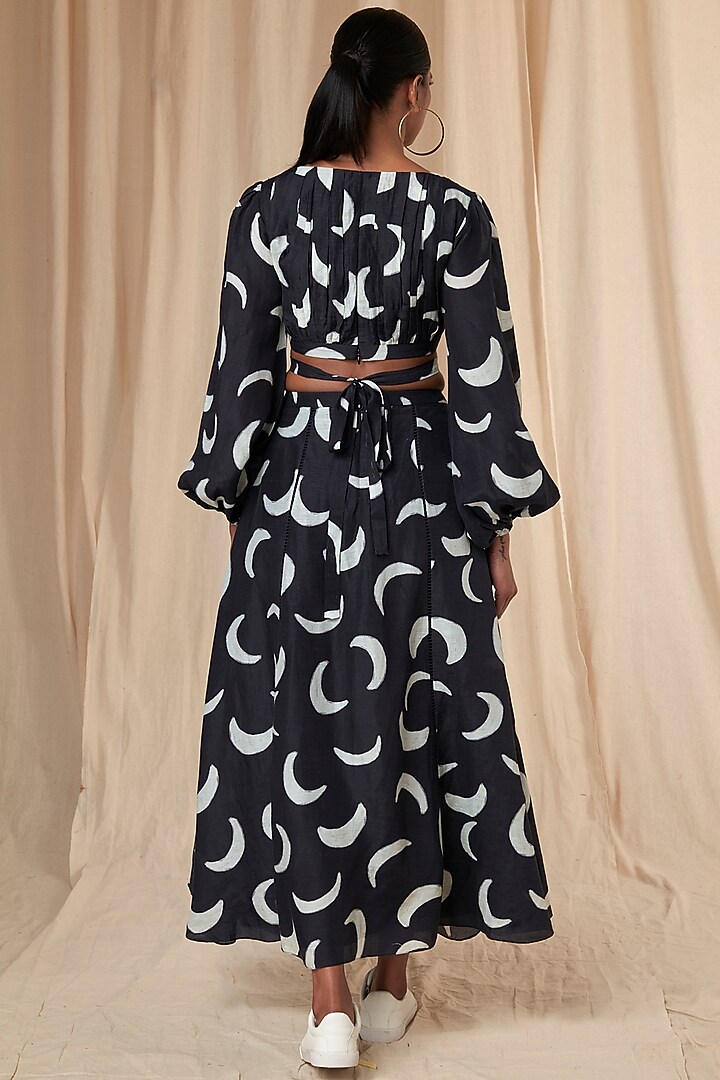 Black Mooncrest Cut Out Vacation Dress by Masaba at Pernia's Pop Up Shop