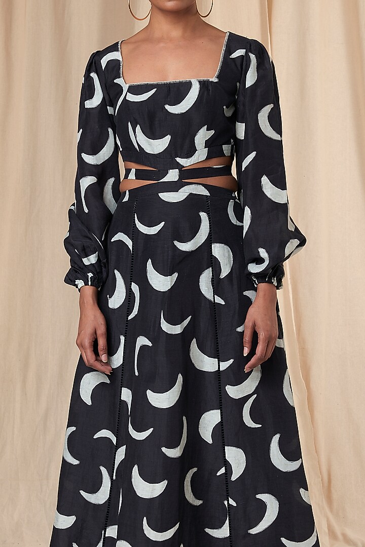 Black Mooncrest Cut Out Vacation Dress by Masaba at Pernia's Pop Up Shop