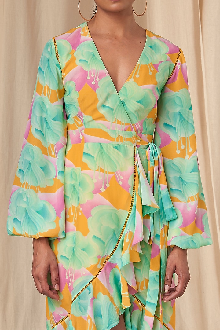 Aquamarine Bloomerang Wrap Summer Dress by Masaba at Pernia's Pop Up Shop