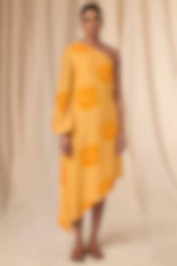 Pollen Yellow Rosy One Shoulder Kaftan Dress by Masaba