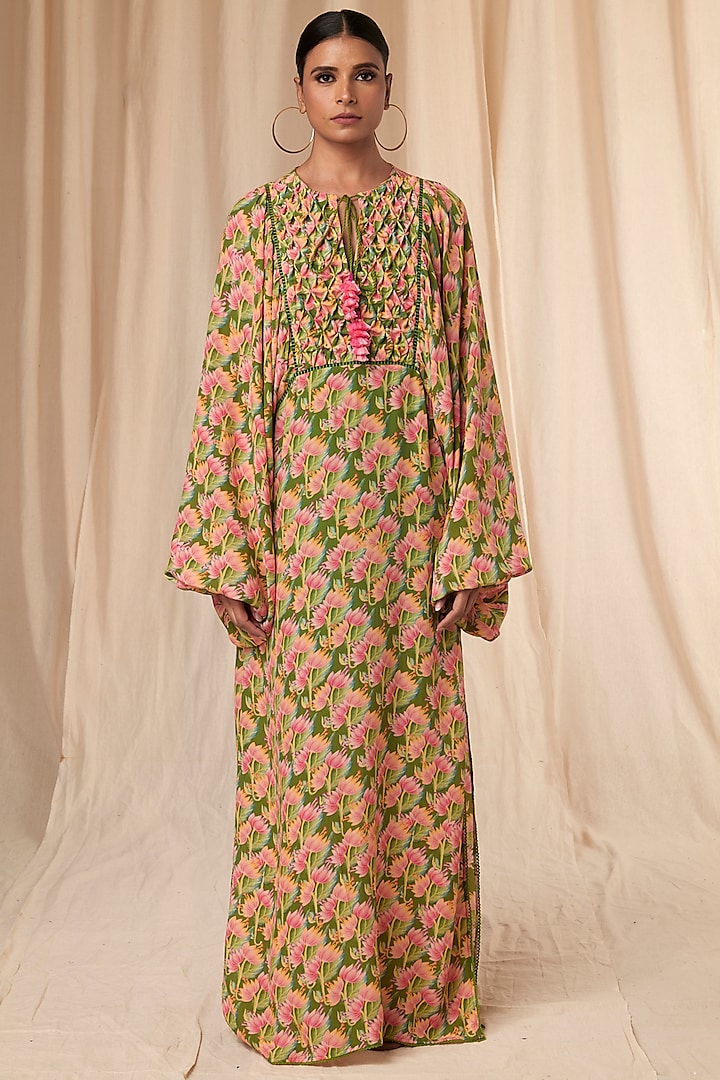 Sap Green Little Graden Kaftan Dress by Masaba