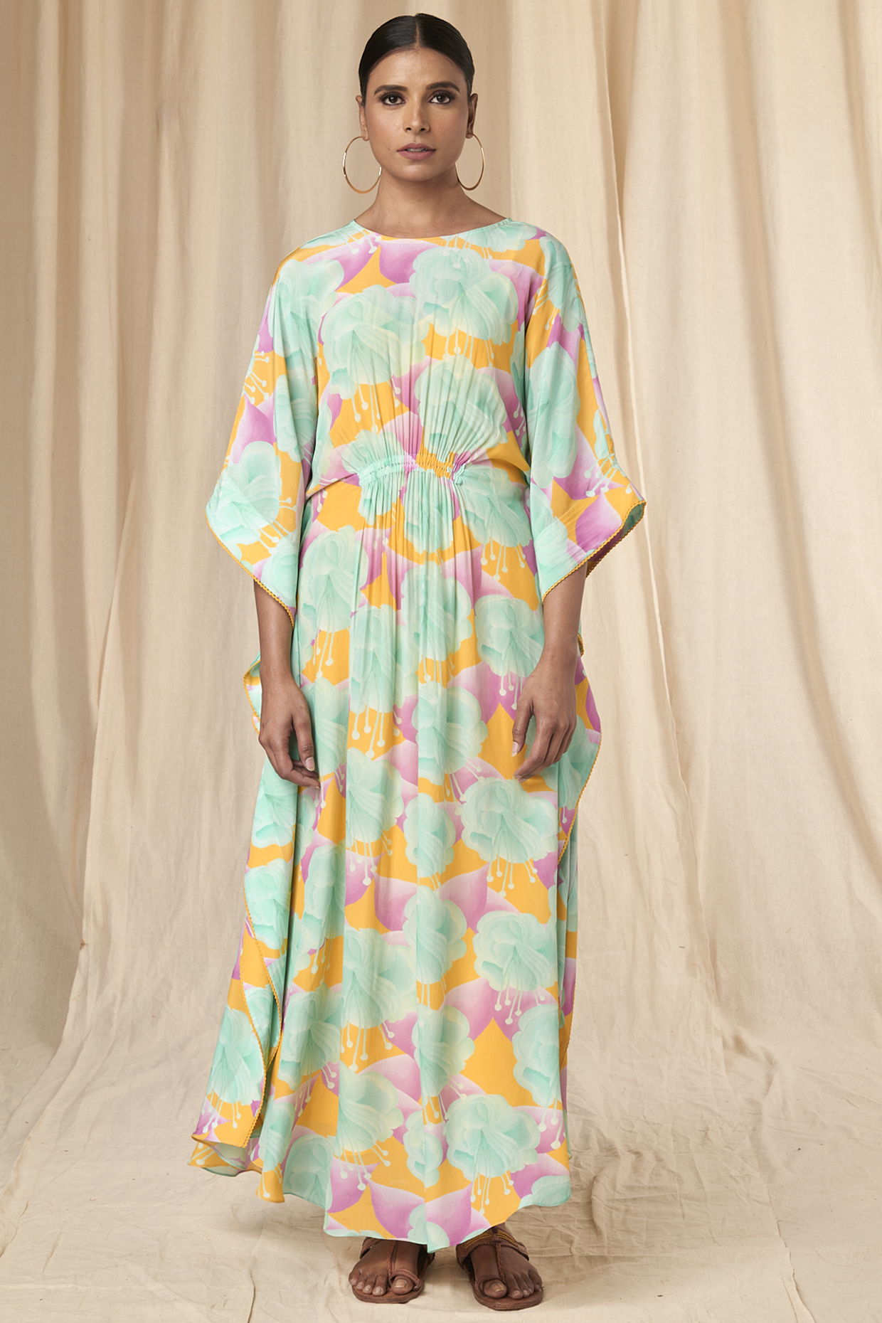 Aquamarine Bloomerang Circular Kaftan by Masaba at Pernia's Pop Up Shop