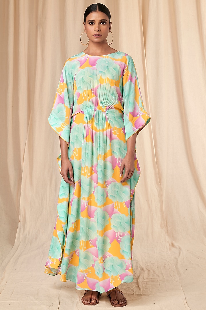 Aquamarine Bloomerang Circular Kaftan by Masaba at Pernia's Pop Up Shop