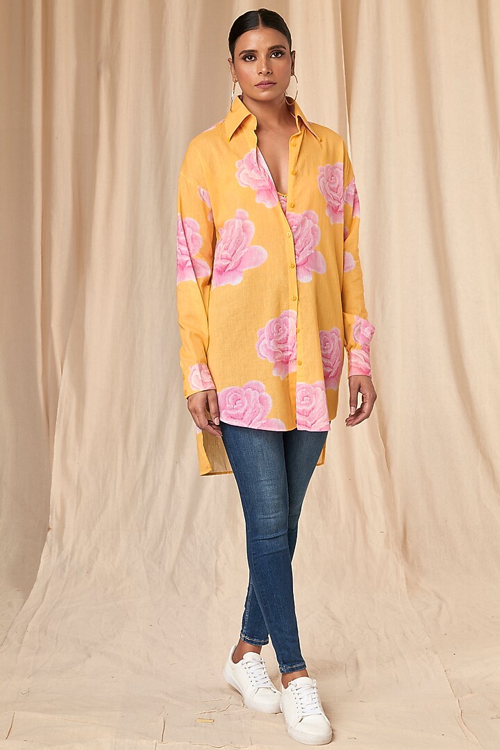 Sunshine Yellow Rosy Shirt by Masaba at Pernia's Pop Up Shop