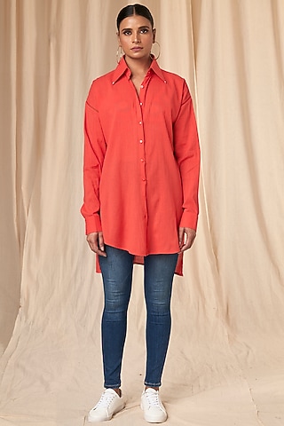 Red Slogan Shirt With Bralette by Masaba