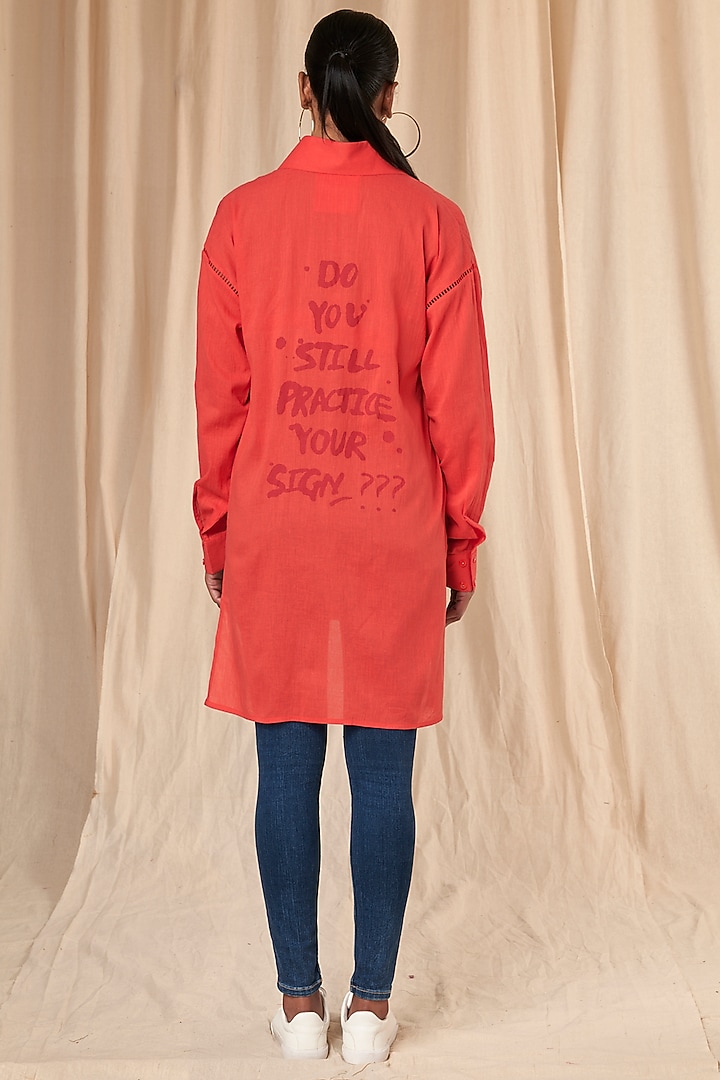 Red Slogan Shirt With Bralette by Masaba at Pernia's Pop Up Shop