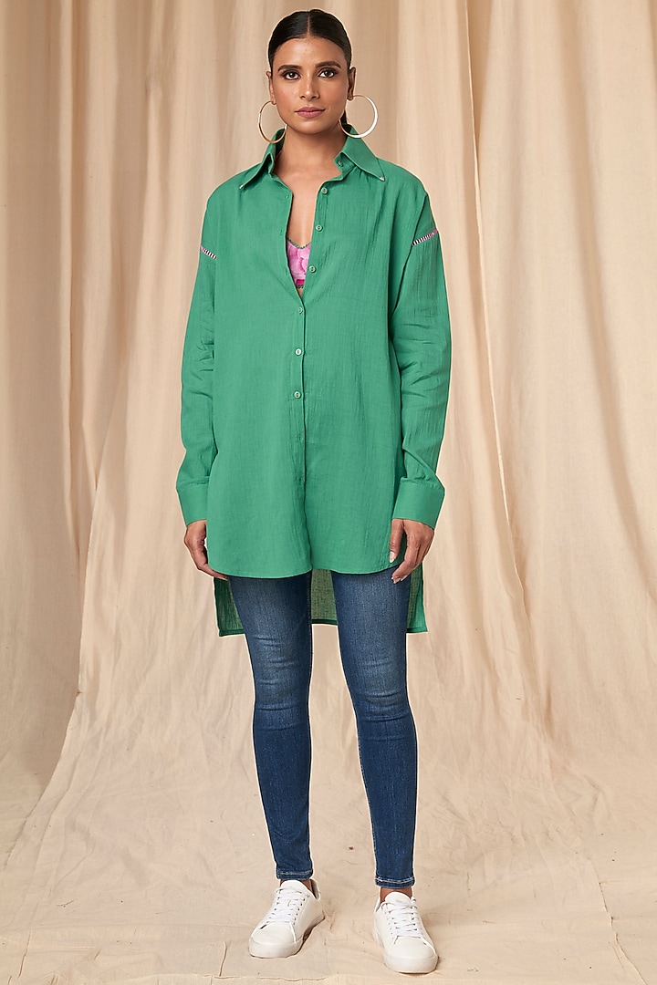 Green Slogan Shirt by Masaba at Pernia's Pop Up Shop