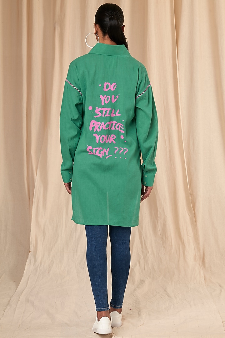 Green Slogan Shirt by Masaba at Pernia's Pop Up Shop