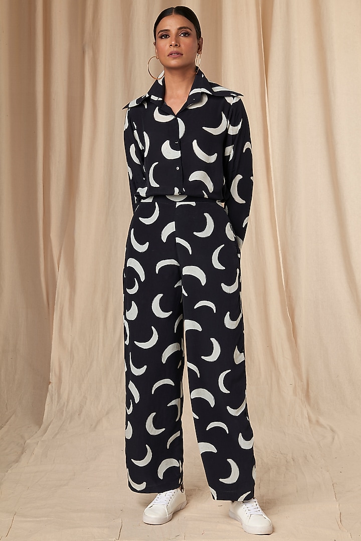 Black Mooncrest Shirt And Pant by Masaba at Pernia's Pop Up Shop