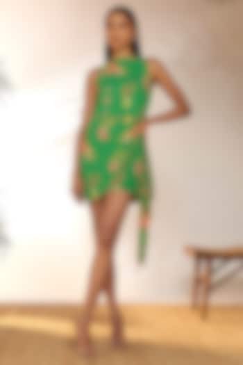 Green Georgette Printed Mini Dress by Masaba