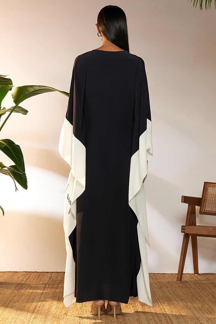 Black Crepe Silk & Viscose Printed Kaftan by Masaba at Pernia's Pop Up Shop