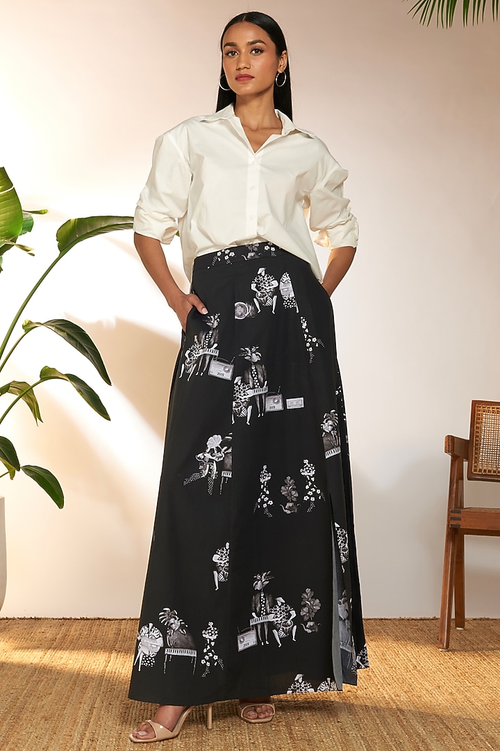 White Cotton Printed Shirt by Masaba at Pernia's Pop Up Shop