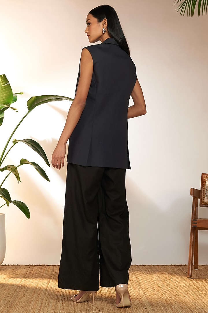 Charcoal Black Cotton Printed Blazer by Masaba at Pernia's Pop Up Shop