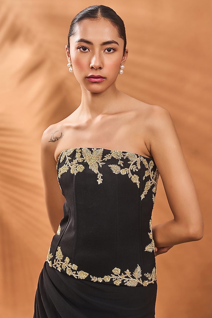 Black Crepe Skirt Set by Masaba at Pernia's Pop Up Shop