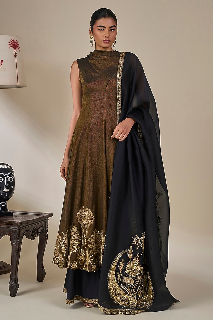 Black Tissue Silk Kurta Set by Masaba at Pernia's Pop Up Shop