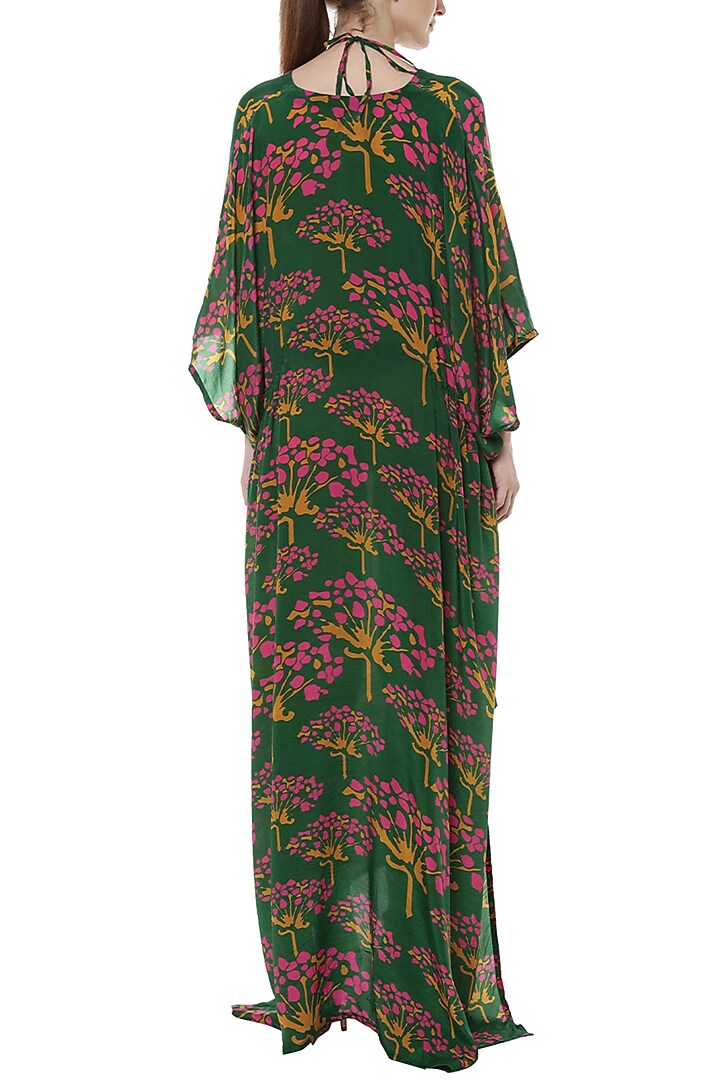 Green Basil Butterfly Bush Printed Kaftan With Bikini by Masaba at Pernia's Pop Up Shop