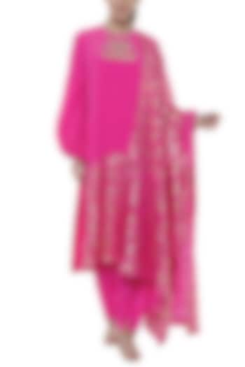 Cabaret Pink Patchworked, Embroidered & Printed Kurta Set by Masaba