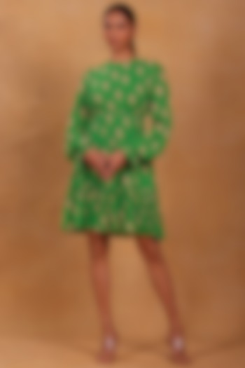 Green Tiered Mini Summer Dress by Masaba at Pernia's Pop Up Shop