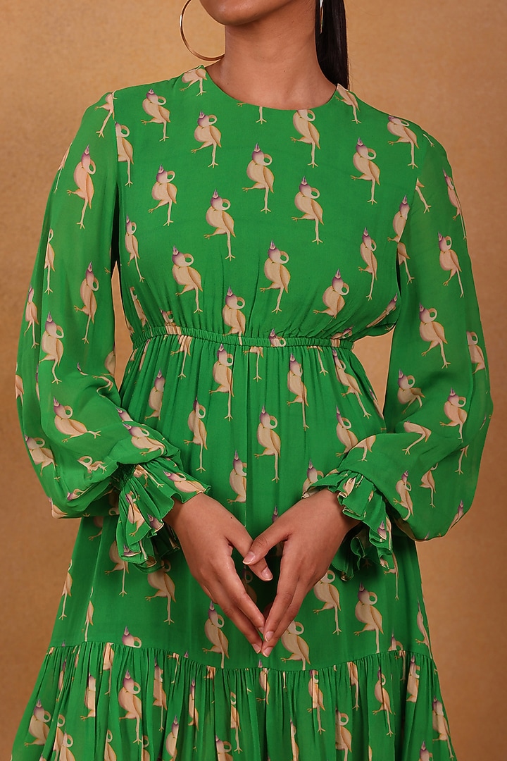 Green Tiered Mini Dress Design by Masaba at Pernia's Pop Up Shop 2026