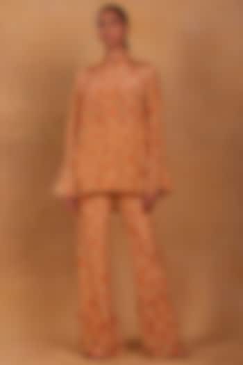 Beige Crepe Printed Bell Bottom Pant Set by Masaba at Pernia's Pop Up Shop