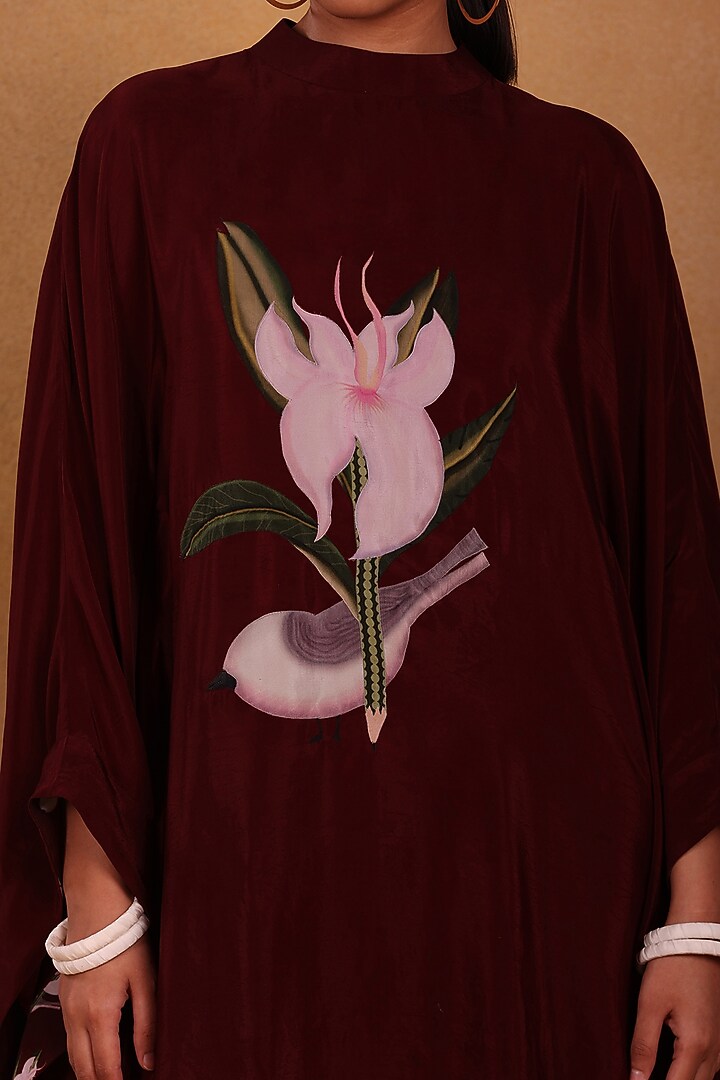 Maroon Crepe Printed Pant Set by Masaba at Pernia's Pop Up Shop