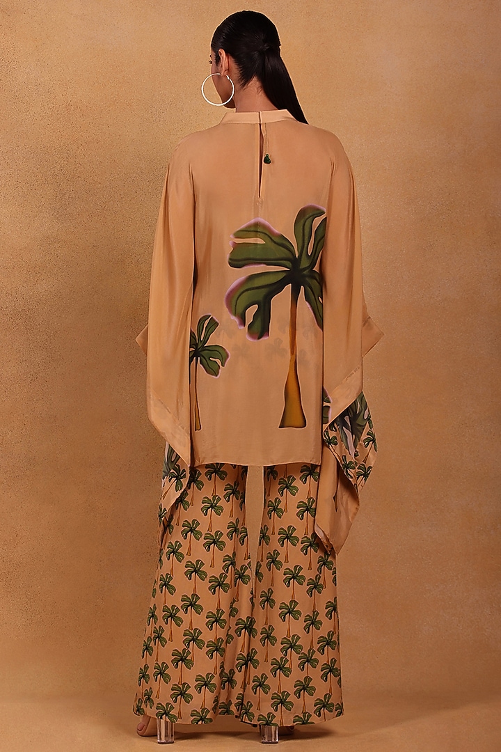 Tan Brown Crepe Printed Pant Set by Masaba at Pernia's Pop Up Shop