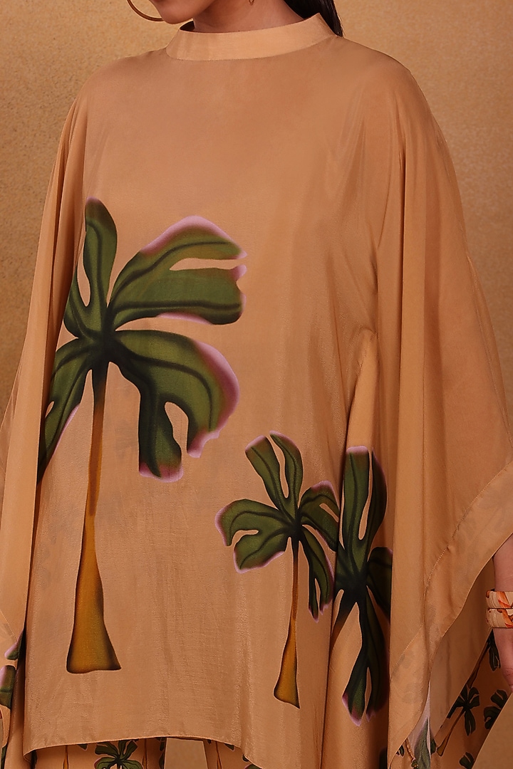 Tan Brown Crepe Printed Pant Set by Masaba at Pernia's Pop Up Shop