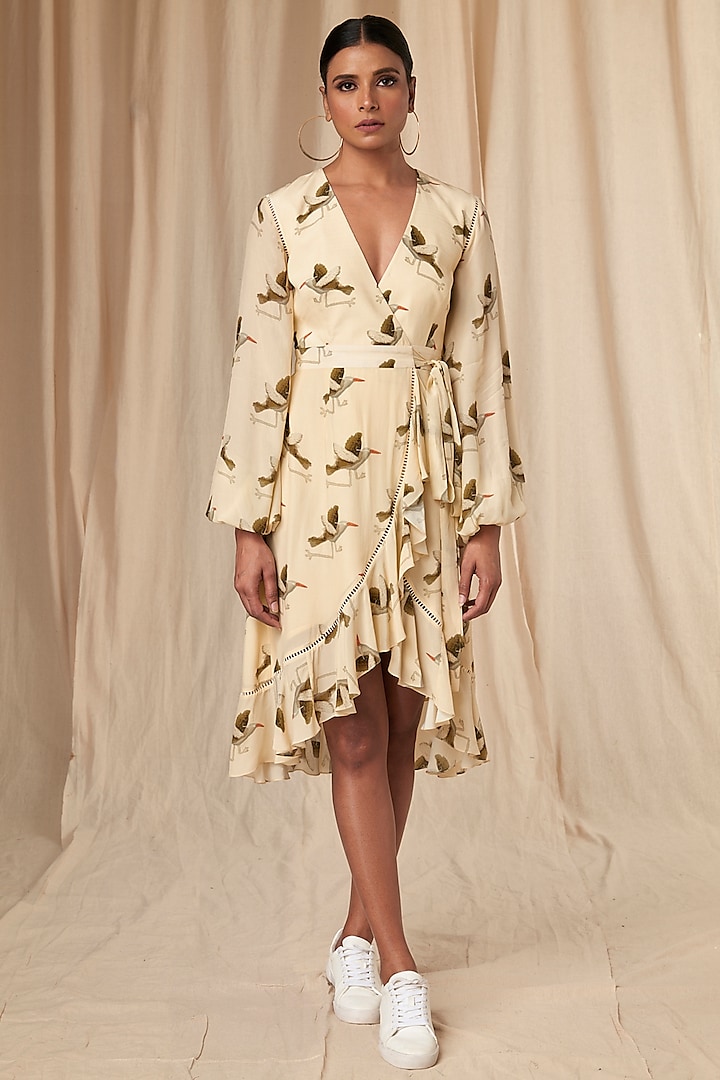 Ivory Gold Flinch Wrap Dress by Masaba at Pernia's Pop Up Shop