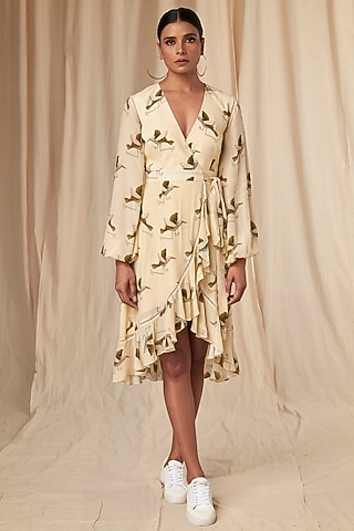 Ivory Gold Flinch Wrap Dress by Masaba