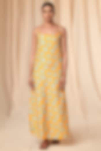 Classic Yellow Crazy Daisy Slip Dress by Masaba