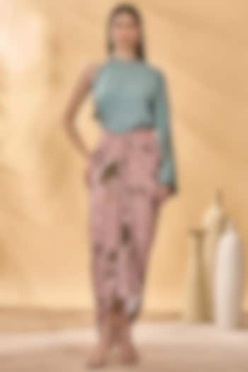 Pink Crepe Silk Printed Draped Skirt by Masaba at Pernia's Pop Up Shop