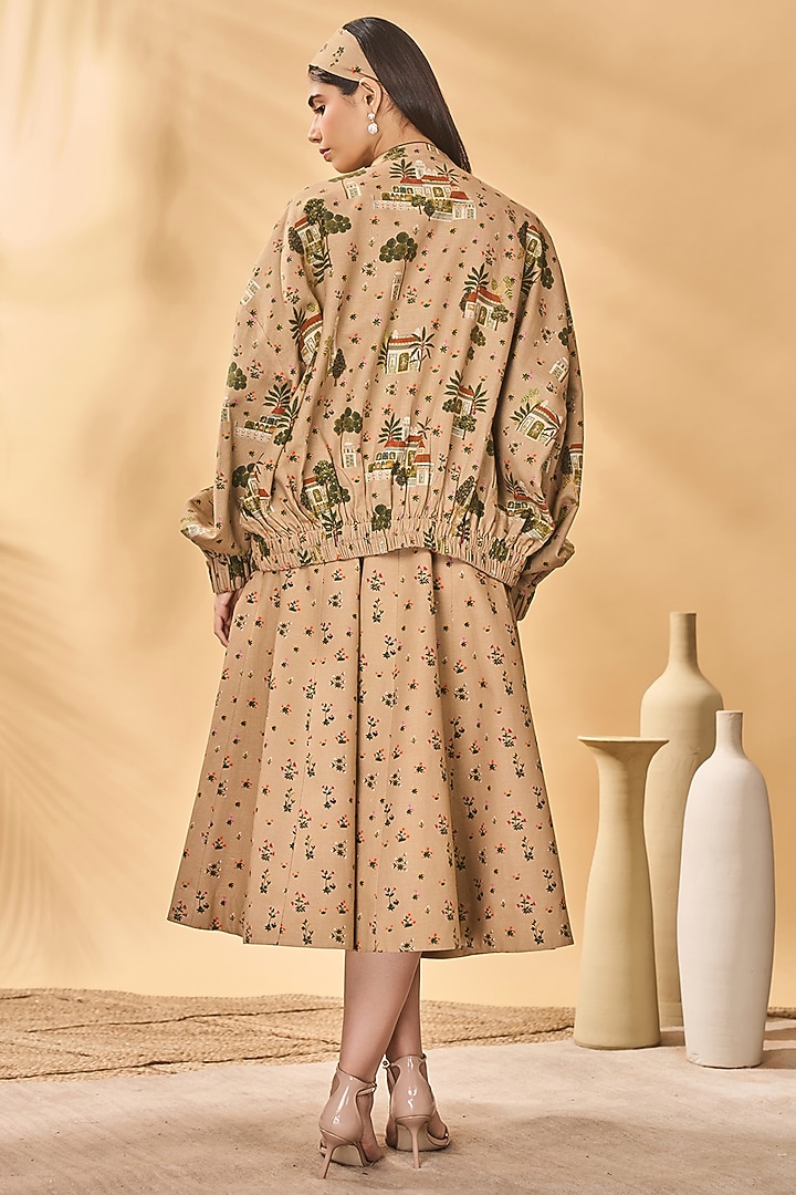 Beige Cotton Linen Paneled Skirt by Masaba at Pernia's Pop Up Shop