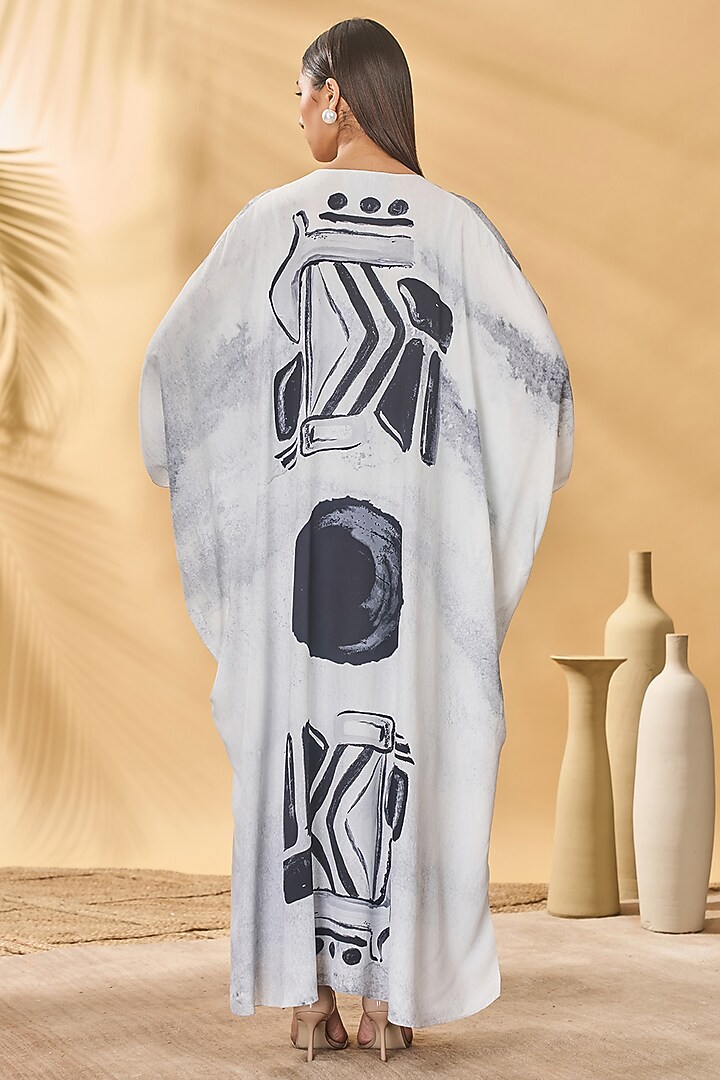 White Crepe Silk Printed Kaftan With Slip by Masaba at Pernia's Pop Up Shop