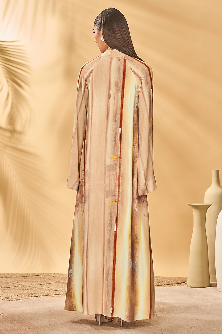 Beige Crepe Silk Printed Reversible Kaftan by Masaba at Pernia's Pop Up Shop