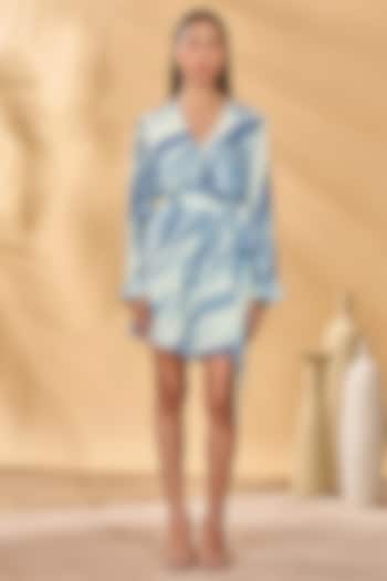 Blue Crepe Silk Printed Playsuit by Masaba at Pernia's Pop Up Shop