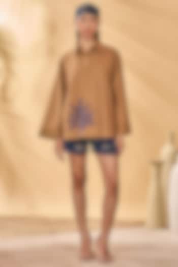 Midnight Blue Cotton Silk Printed Shorts by Masaba at Pernia's Pop Up Shop